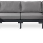Nizuc 120" Water Resistant Fabric Upholstered Outdoor Patio 8pc. Modular Sectional