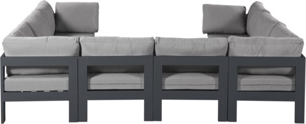 Nizuc 120" Water Resistant Fabric Upholstered Outdoor Patio 8pc. Modular Sectional
