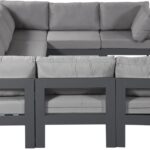 Nizuc 120" Water Resistant Fabric Upholstered Outdoor Patio 8pc. Modular Sectional