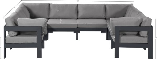 Nizuc 120" Water Resistant Fabric Upholstered Outdoor Patio 8pc. Modular Sectional