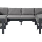 Nizuc 120" Water Resistant Fabric Upholstered Outdoor Patio 8pc. Modular Sectional