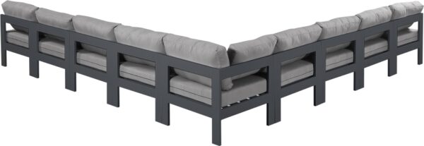 Nizuc 150" Water Resistant Fabric Upholstered Outdoor Patio 9pc. Modular Sectional