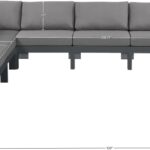 Nizuc 150" Water Resistant Fabric Upholstered Outdoor Patio 9pc. Modular Sectional