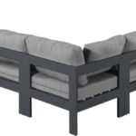 Nizuc 150" Water Resistant Fabric Upholstered Outdoor Patio 9pc. Modular Sectional