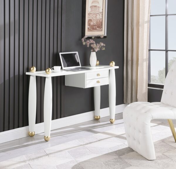 Etro Wood And Gold Metal Console Table / Desk