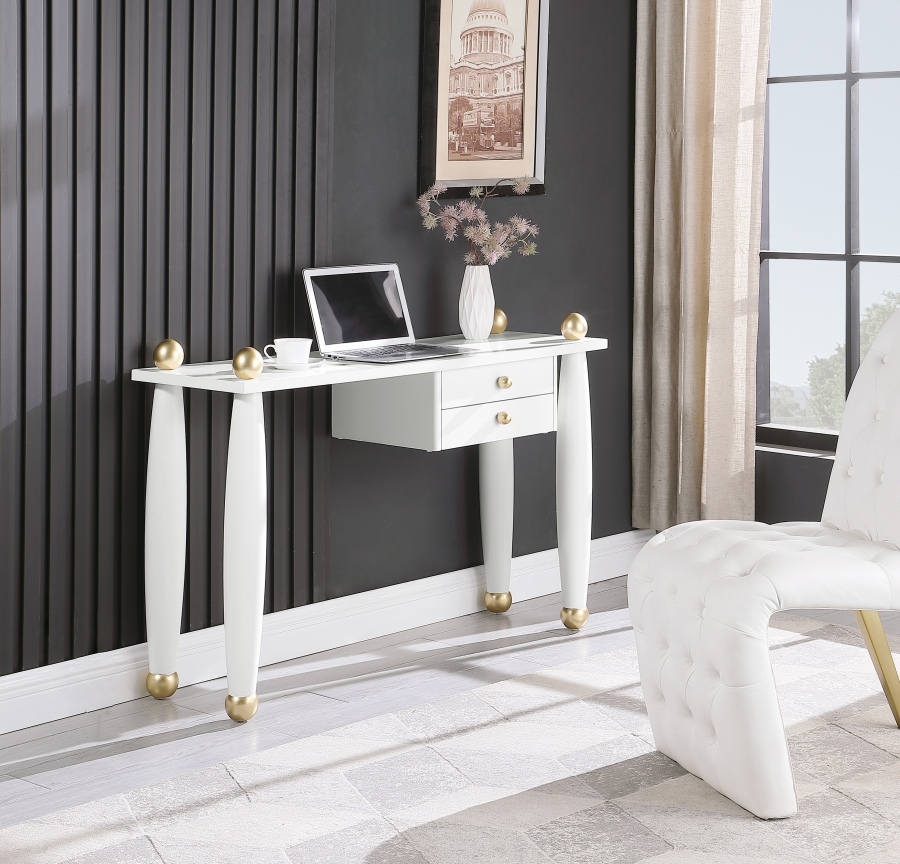 Etro Wood And Gold Metal Console Table / Desk