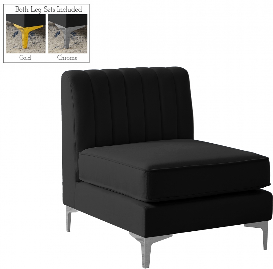 Alina Velvet Upholstered Modular Armless Chair