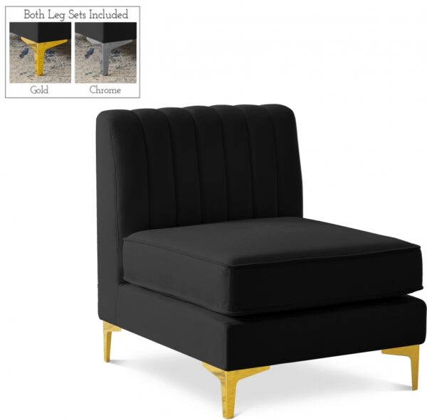 Alina Velvet Upholstered Modular Armless Chair