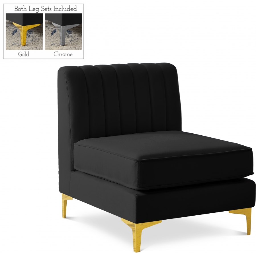 Alina Velvet Upholstered Modular Armless Chair