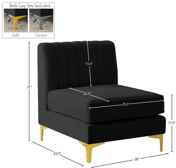 Alina Velvet Upholstered Modular Armless Chair