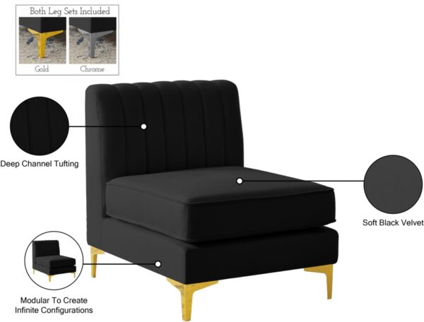 Alina Velvet Upholstered Modular Armless Chair