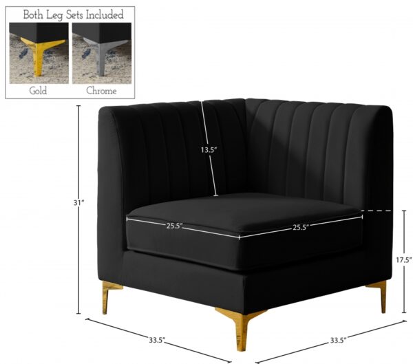Alina Velvet Upholstered Modular Corner Chair