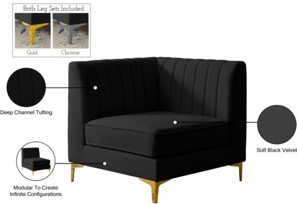 Alina Velvet Upholstered Modular Corner Chair