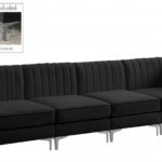 Alina 116.5" Velvet Upholstered 4pc. Modular Sofa