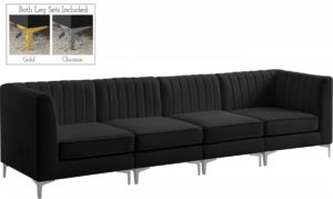 Alina 116.5" Velvet Upholstered 4pc. Modular Sofa