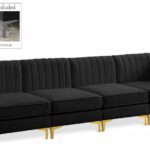 Alina 116.5" Velvet Upholstered 4pc. Modular Sofa