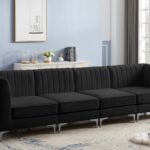 Alina 116.5" Velvet Upholstered 4pc. Modular Sofa