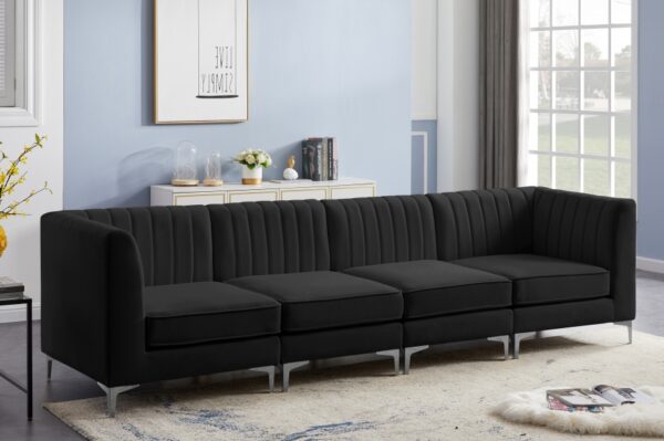 Alina 116.5" Velvet Upholstered 4pc. Modular Sofa
