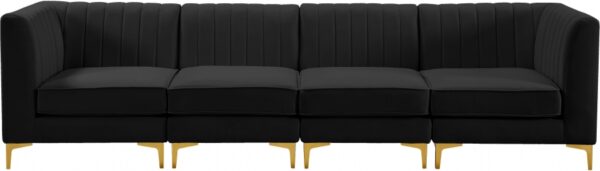 Alina 116.5" Velvet Upholstered 4pc. Modular Sofa