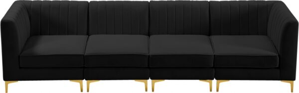 Alina 116.5" Velvet Upholstered 4pc. Modular Sofa