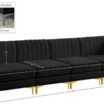 Alina 116.5" Velvet Upholstered 4pc. Modular Sofa
