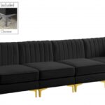 Alina 116.5" Velvet Upholstered 4pc. Modular Sofa