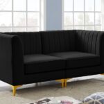 Alina 65" Velvet Upholstered 2pc. Modular Loveseat