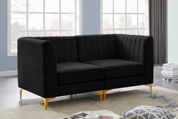 Alina 65" Velvet Upholstered 2pc. Modular Loveseat