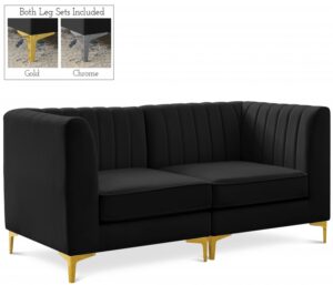 Alina 65" Velvet Upholstered 2pc. Modular Loveseat