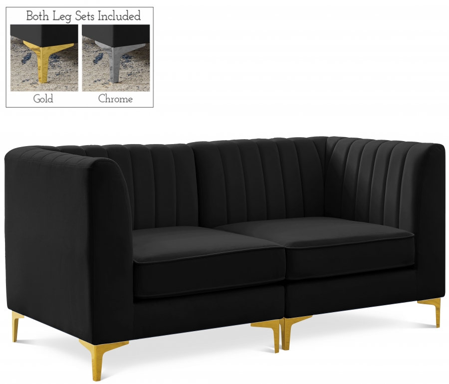 Alina 65" Velvet Upholstered 2pc. Modular Loveseat