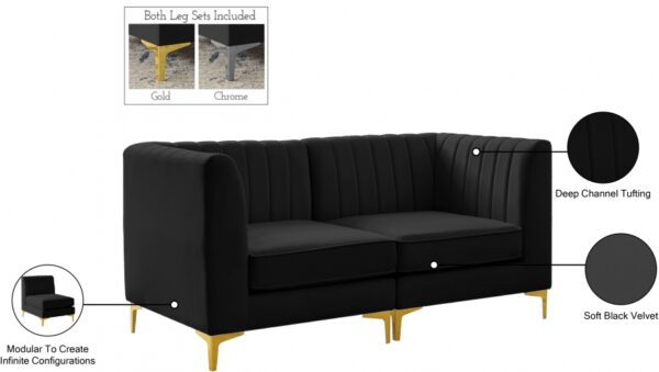 Alina 65" Velvet Upholstered 2pc. Modular Loveseat