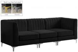Alina 91" Velvet Upholstered 3pc. Modular Sofa