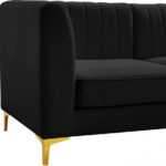 Alina 91" Velvet Upholstered 3pc. Modular Sofa