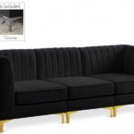 Alina 91" Velvet Upholstered 3pc. Modular Sofa