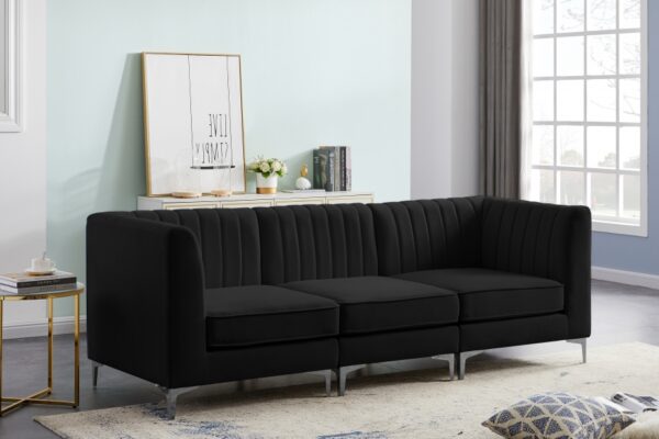 Alina 91" Velvet Upholstered 3pc. Modular Sofa
