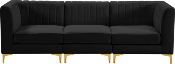 Alina 91" Velvet Upholstered 3pc. Modular Sofa