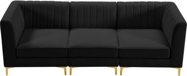 Alina 91" Velvet Upholstered 3pc. Modular Sofa