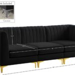 Alina 91" Velvet Upholstered 3pc. Modular Sofa
