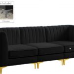 Alina 91" Velvet Upholstered 3pc. Modular Sofa