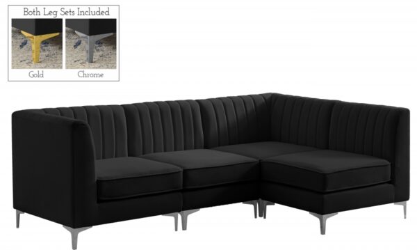 Alina 91" Velvet Upholstered 4pc. Modular Sectional