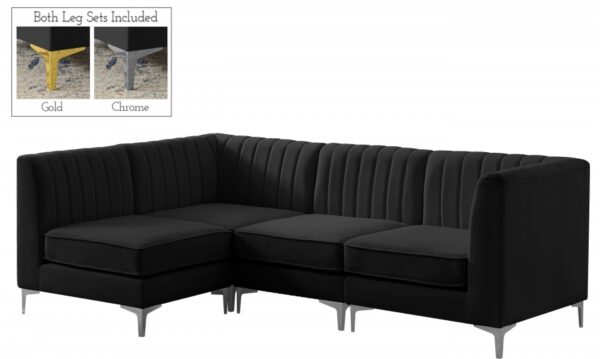 Alina 91" Velvet Upholstered 4pc. Modular Sectional