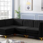 Alina 91" Velvet Upholstered 4pc. Modular Sectional