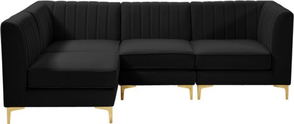 Alina 91" Velvet Upholstered 4pc. Modular Sectional