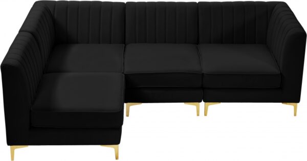 Alina 91" Velvet Upholstered 4pc. Modular Sectional