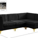 Alina 91" Velvet Upholstered 4pc. Modular Sectional