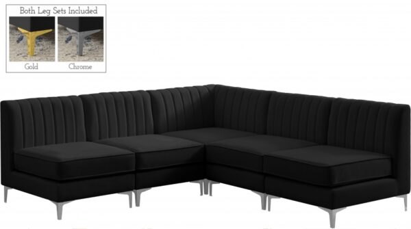 Alina 84.5" Velvet Upholstered 5pc. Modular Sectional