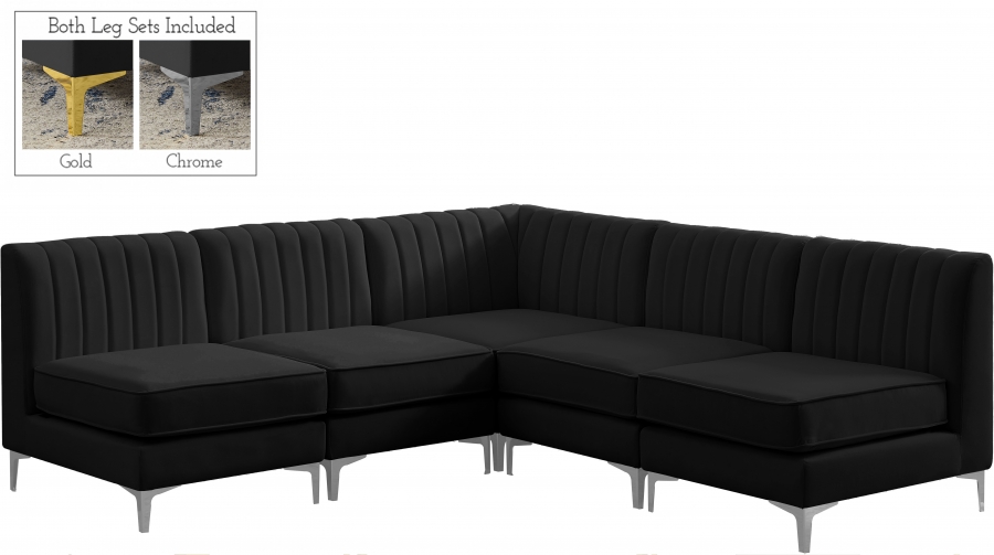 Alina 84.5" Velvet Upholstered 5pc. Modular Sectional