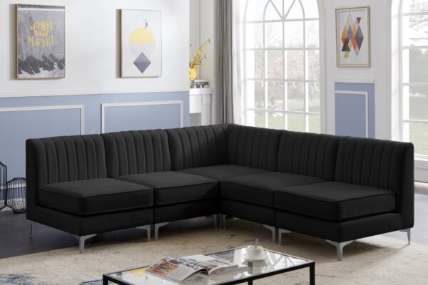 Alina 84.5" Velvet Upholstered 5pc. Modular Sectional