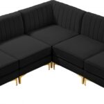 Alina 84.5" Velvet Upholstered 5pc. Modular Sectional