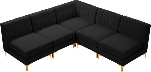 Alina 84.5" Velvet Upholstered 5pc. Modular Sectional